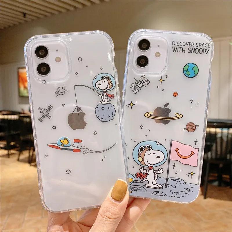 Carcasa con Snoopy Astronauta – Carcasa para iPhone 15, 14 Plus, 13, 12 Pro Max y Más - Carcasas Moviles