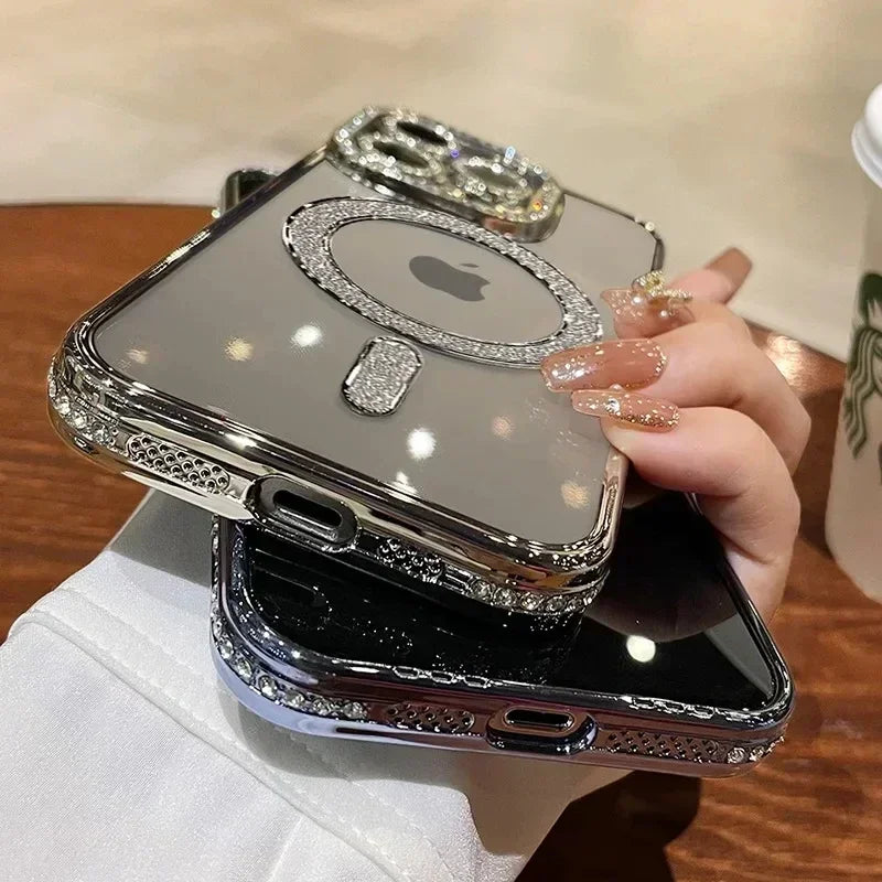 Funda Transparente con Brillos y Cristales – Compatible con MagSafe para iPhone