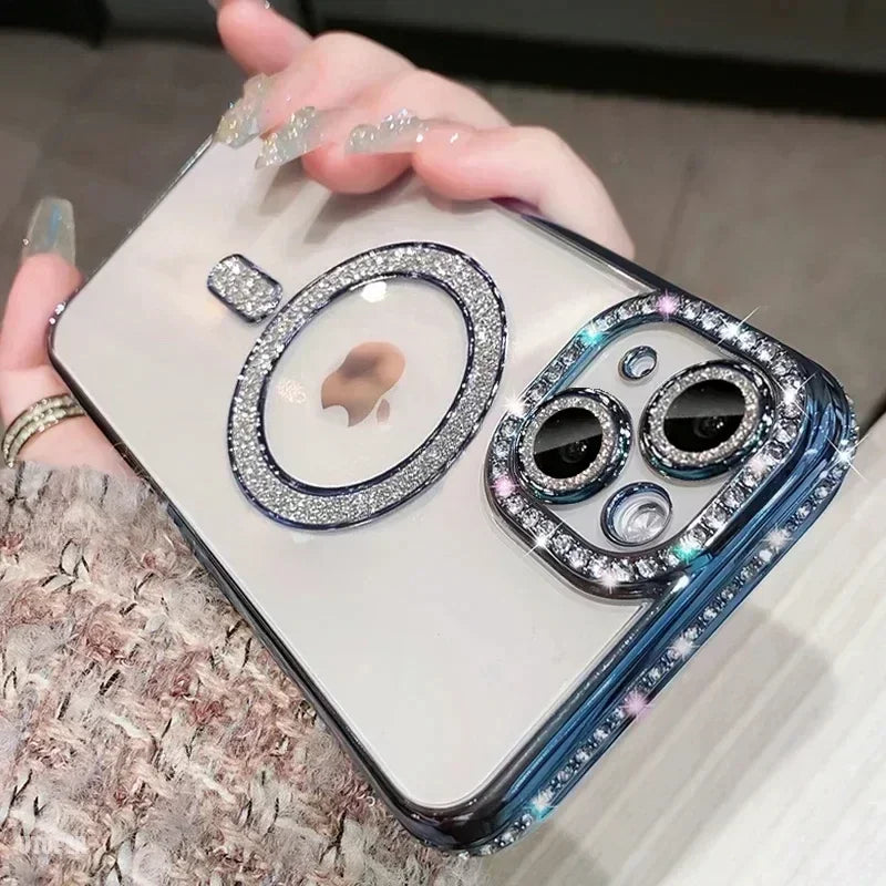 Funda Transparente con Brillos y Cristales – Compatible con MagSafe para iPhone