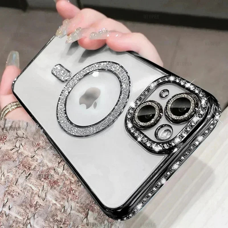 Funda Transparente con Brillos y Cristales – Compatible con MagSafe para iPhone