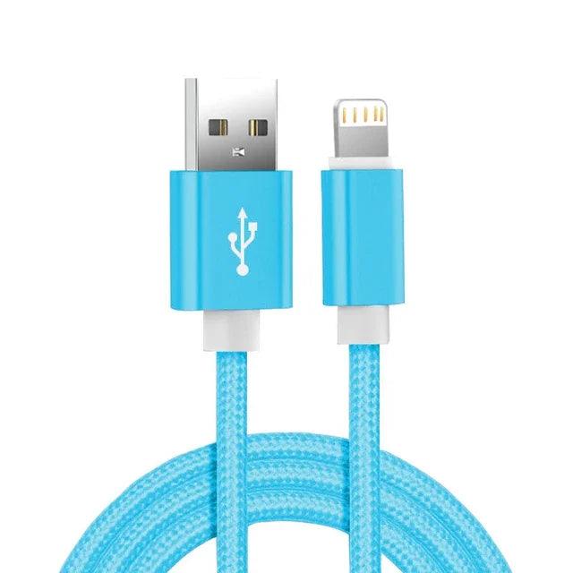 Cable USB Metálico con Trenzado de Nylon – Carga Rápida y Resistente para iPhone y iPad (1m/2m/3m) - Carcasas Moviles