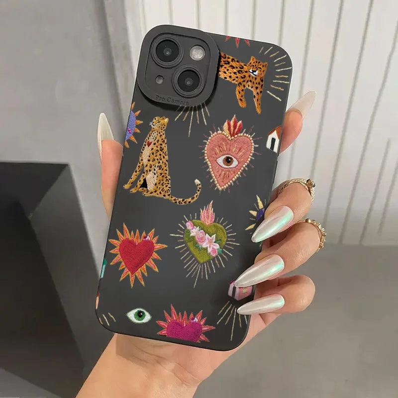 Funda Floral con Estilo Leopardo – Carcasa de Silicona para iPhone 16, 15, 14, Plus, Pro y Max - Carcasas Moviles