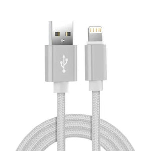 Cable USB Metálico con Trenzado de Nylon – Carga Rápida y Resistente para iPhone y iPad (1m/2m/3m) - Carcasas Moviles