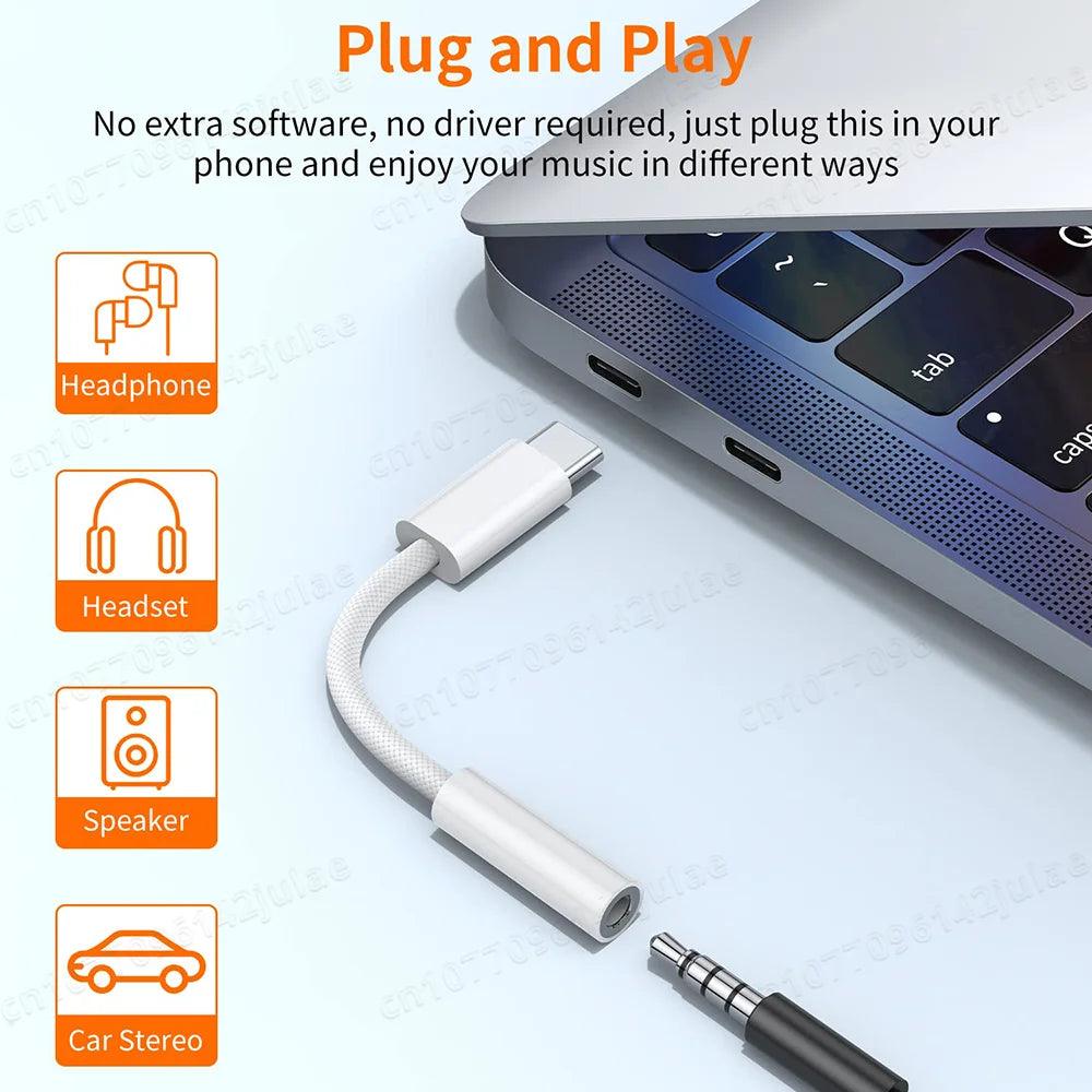 Adaptador USB-C a Jack 3.5mm – Audio Premium para iPhone, iPad Pro, MacBook y Más - Carcasas Moviles