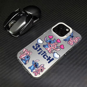 Carcasa de Stitch & Angel 💙💗 – Diseño Tierno y Protección Total para iPhone 15, 14, 13, 12 Pro Max & Plus - Carcasas Moviles