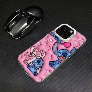 Carcasa de Stitch & Angel 💙💗 – Diseño Tierno y Protección Total para iPhone 15, 14, 13, 12 Pro Max & Plus - Carcasas Moviles