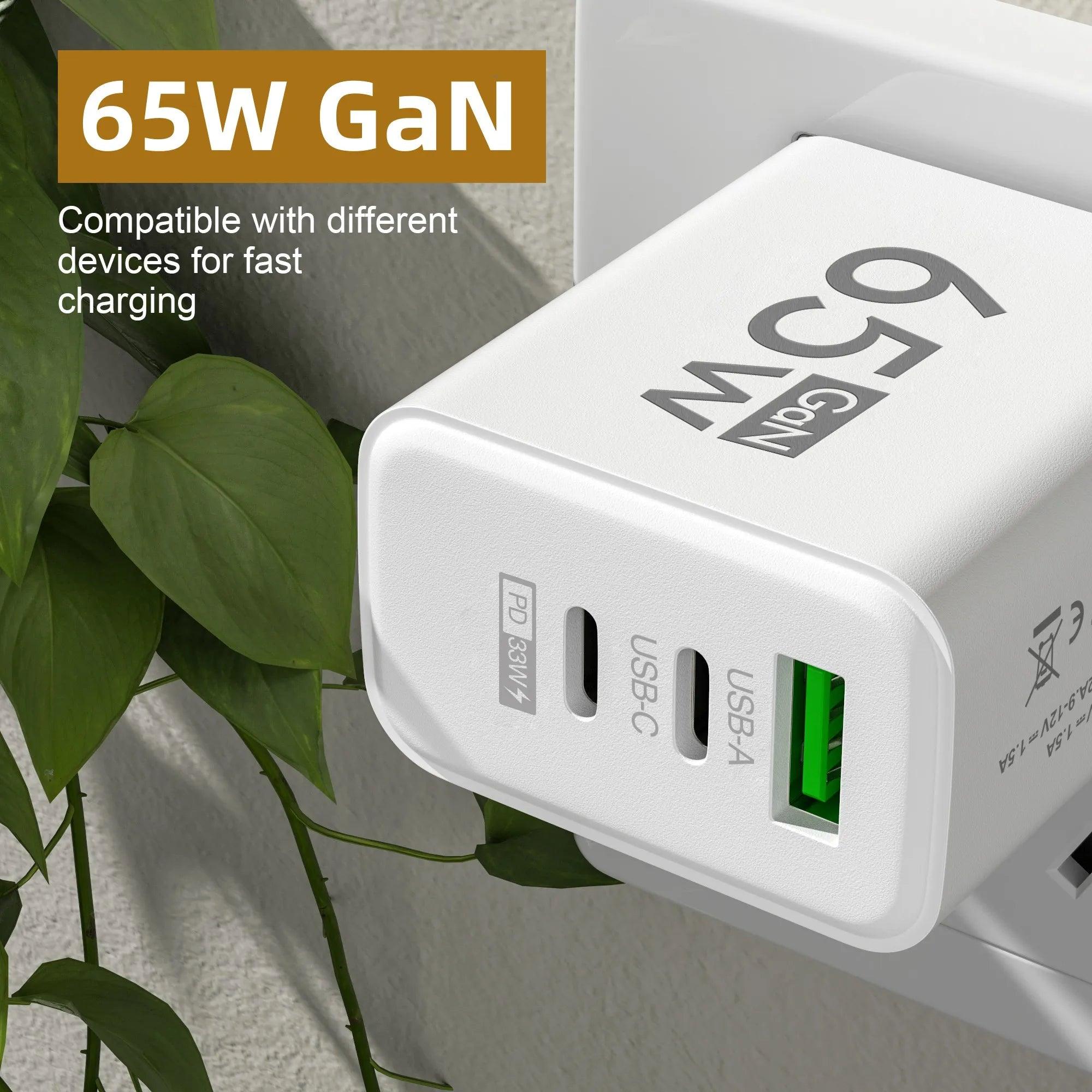 Cargador Rápido de 65W – Tecnología Avanzada para iPhone, Samsung, Xiaomi y Más - Carcasas Moviles