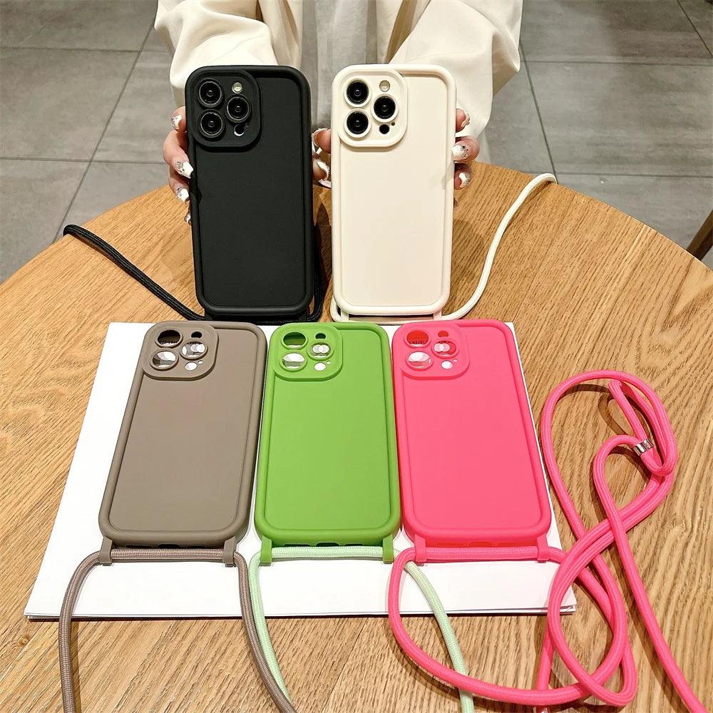 Carcasa con Cuerda Ajustable para iPhone 16, 15, 14, 13, 12, 11 Pro Max y Más - Carcasas Moviles