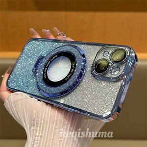 Funda Transparente de Lujo con Soporte y Brillo – Compatible con MagSafe para iPhone