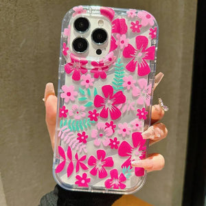 Funda Floral Transparente Rosa – Estilo Verano y Protección Antigolpes para iPhone