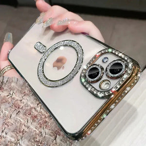 Funda Transparente con Brillos y Cristales – Compatible con MagSafe para iPhone