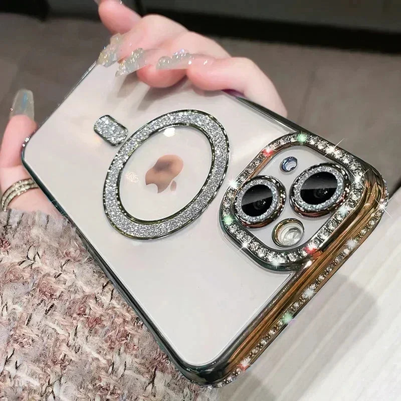Funda Transparente con Brillos y Cristales – Compatible con MagSafe para iPhone