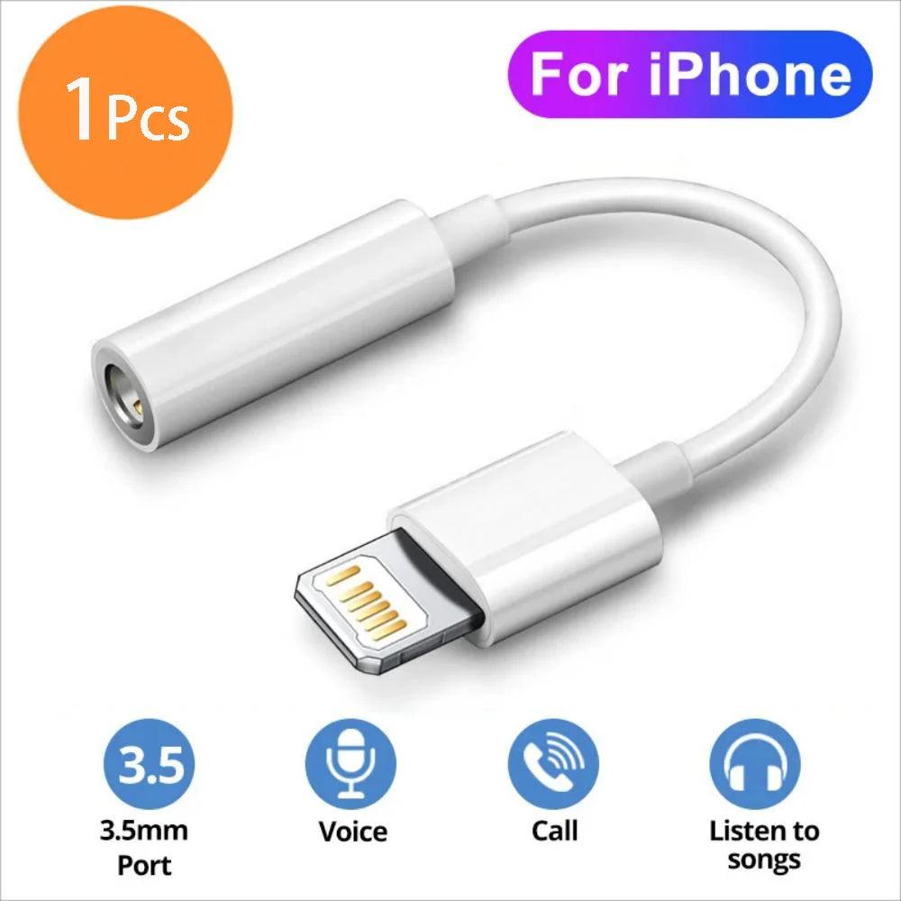 Adaptador de iOS a 3.5mm Jack AUX – Convertidor para iPhone 14, 13, 12, 11 Pro Max, Splitter de Audio - Carcasas Moviles