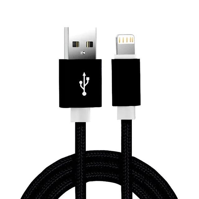 Cable USB Metálico con Trenzado de Nylon – Carga Rápida y Resistente para iPhone y iPad (1m/2m/3m) - Carcasas Moviles