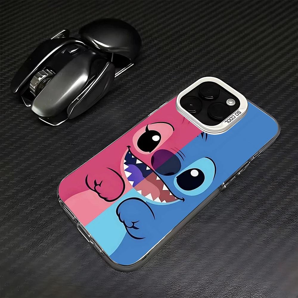 Carcasa de Stitch & Angel 💙💗 – Diseño Tierno y Protección Total para iPhone 15, 14, 13, 12 Pro Max & Plus - Carcasas Moviles