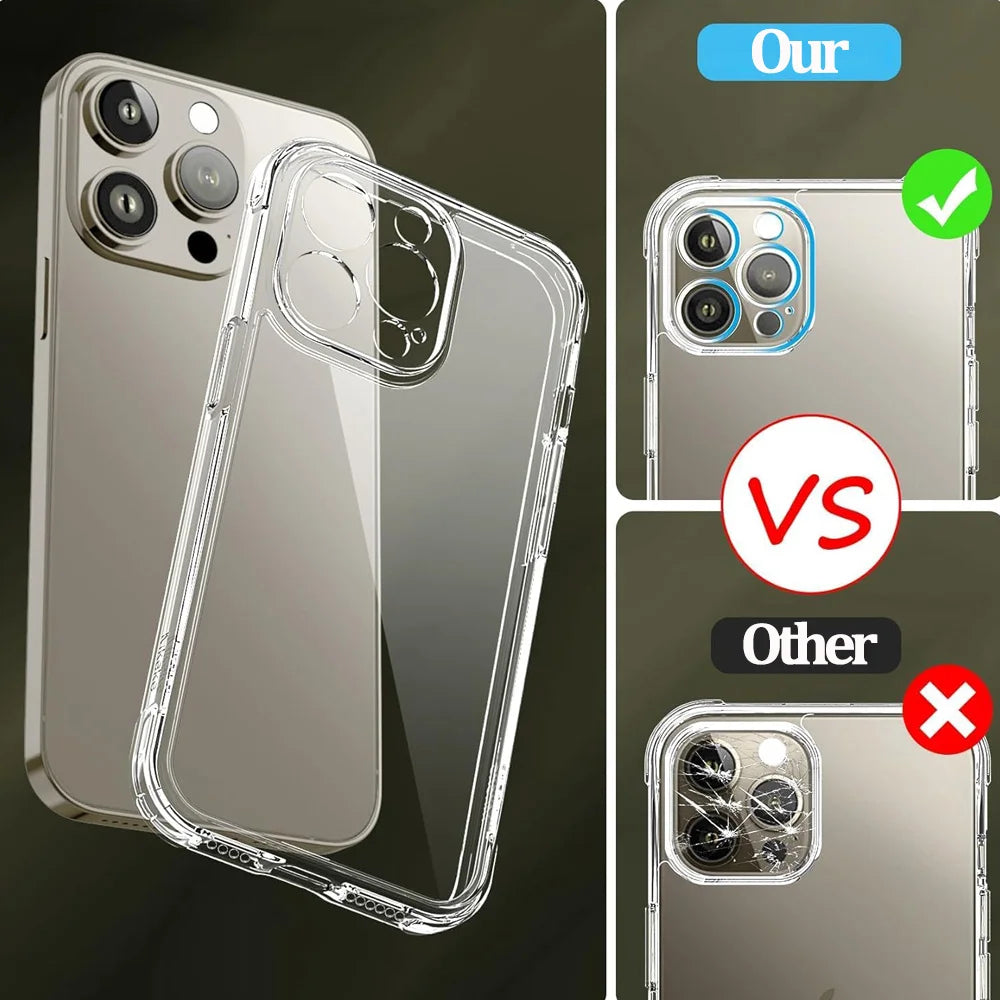 Funda Transparente + Cristal Templado para iPhone 16, 15 Pro Max y Más