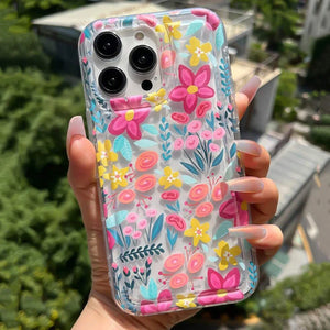 Funda Floral Transparente Rosa – Estilo Verano y Protección Antigolpes para iPhone
