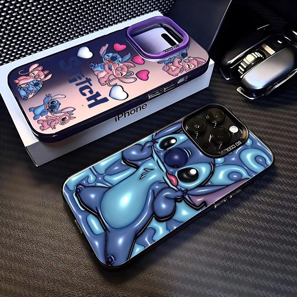 Carcasa de Stitch & Angel 💙💗 – Diseño Tierno y Protección Total para iPhone 15, 14, 13, 12 Pro Max & Plus - Carcasas Moviles