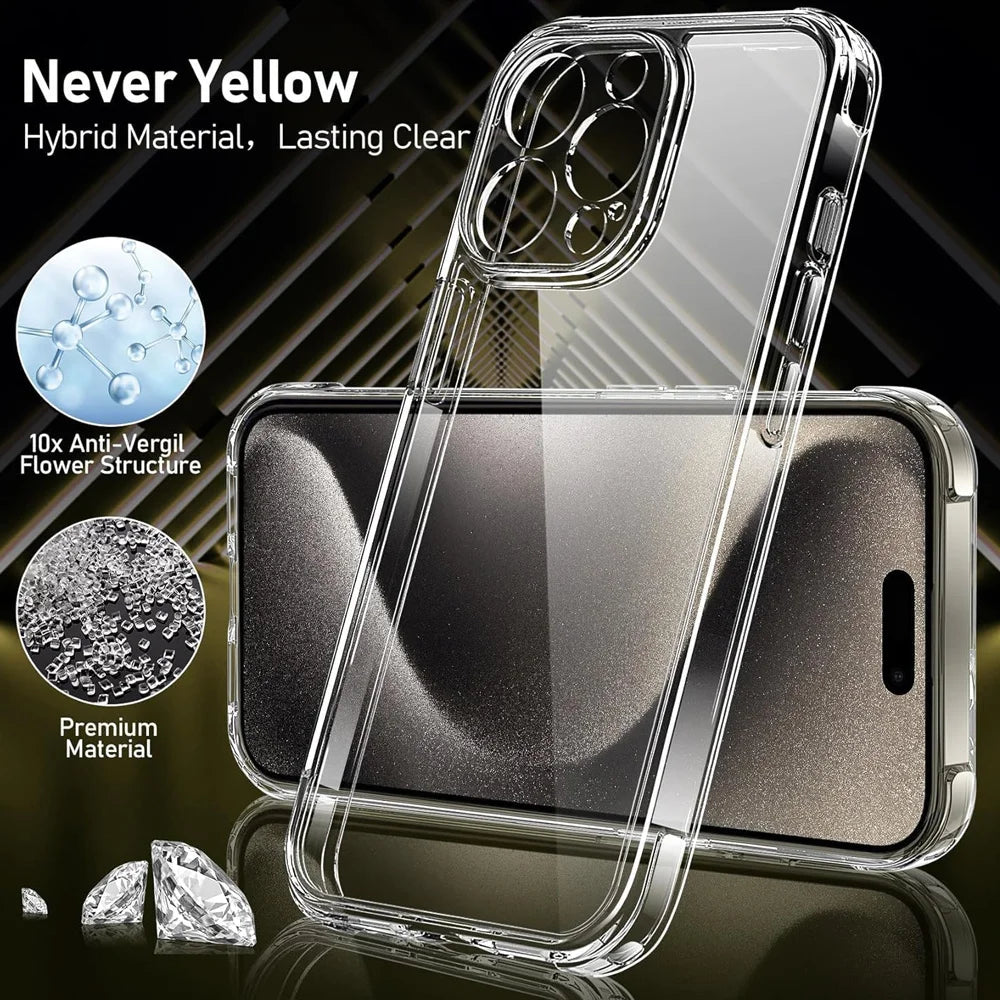 Funda Transparente + Cristal Templado para iPhone 16, 15 Pro Max y Más - Carcasas Moviles